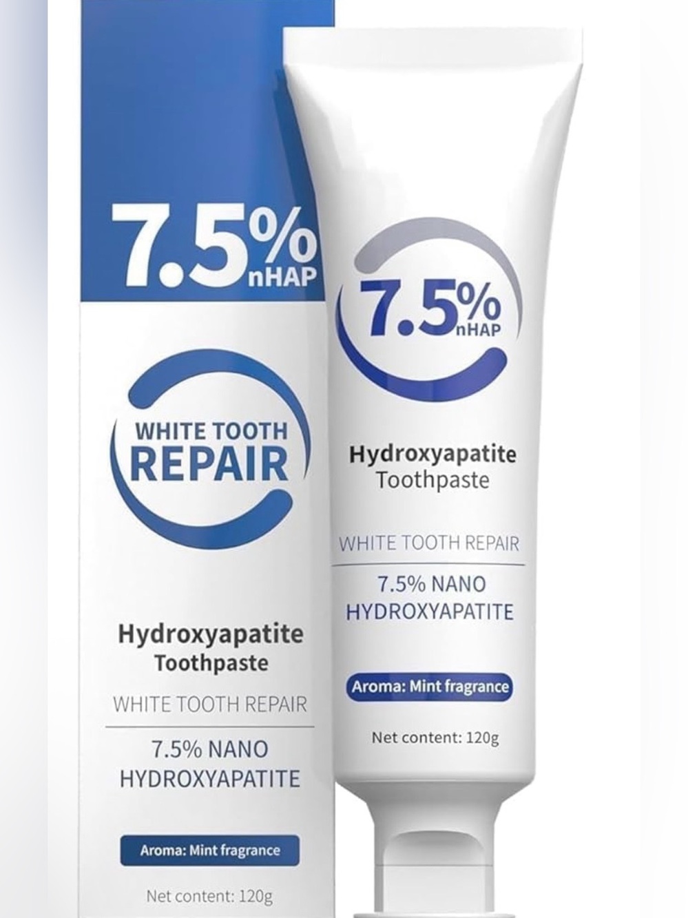 Teeth Whitening 7.5% Hydroxyapatite Toothpaste - Mint